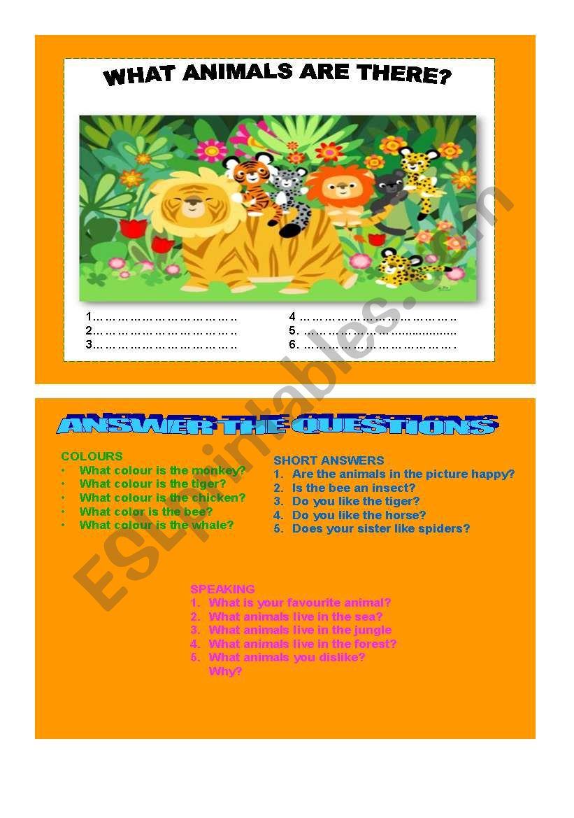 WHAT ANIMALS ARE THERE worksheet