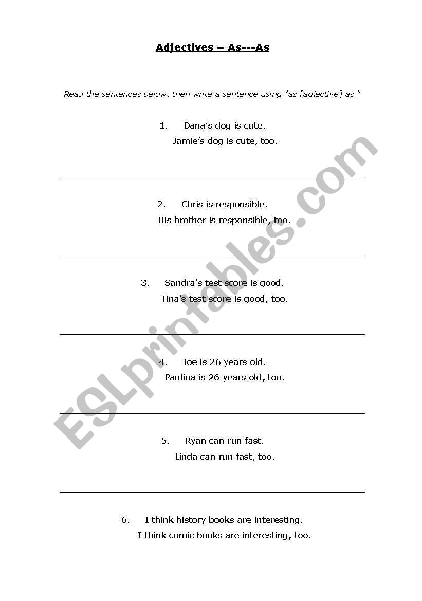 as...as worksheet