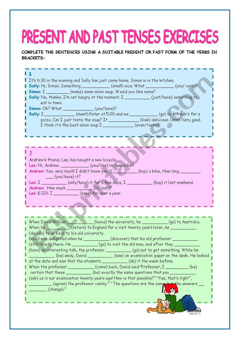 Present And Past Tenses Exercises Worksheets Pdf
