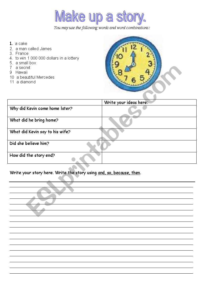 MAKE UP A STORY worksheet