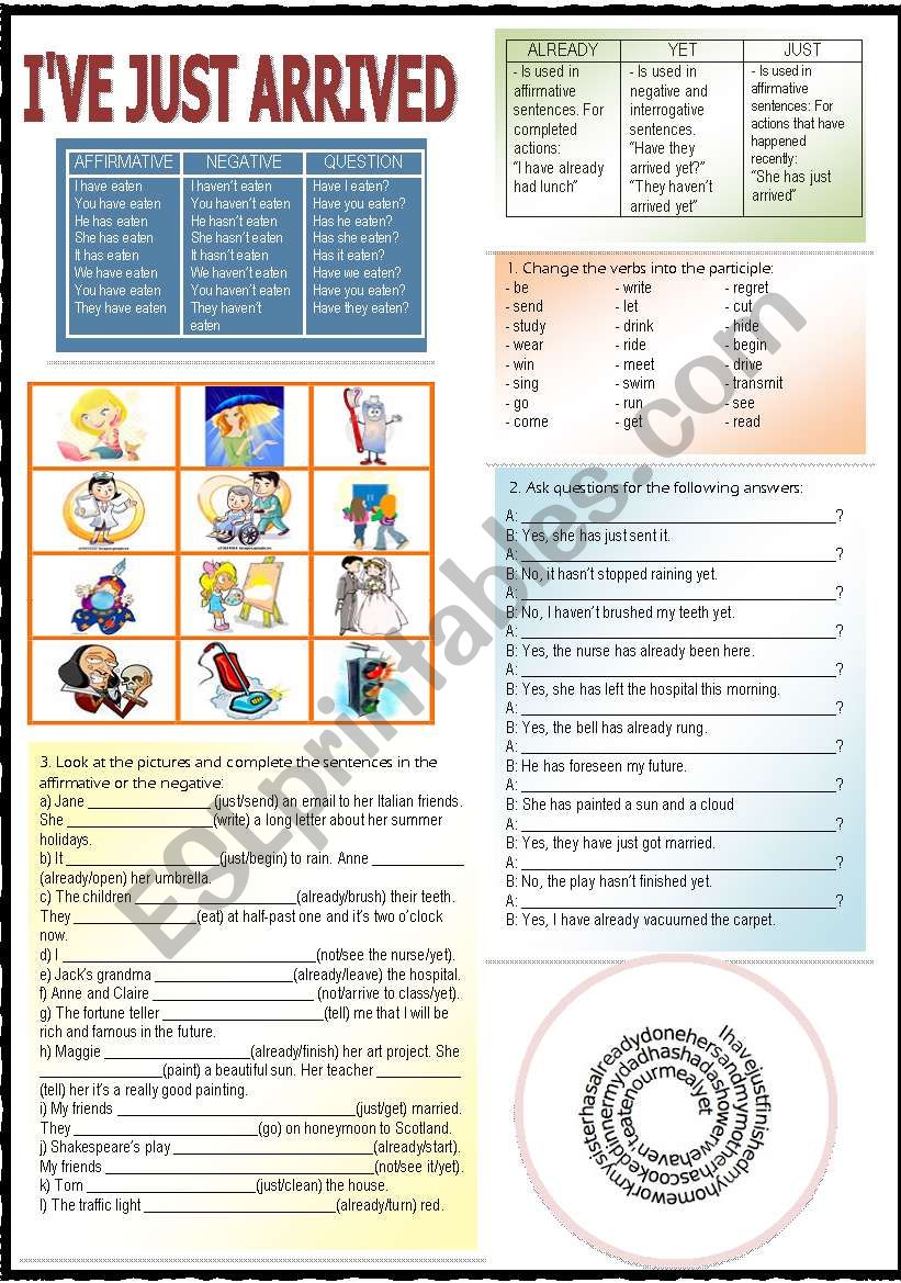 Ive just arrived worksheet