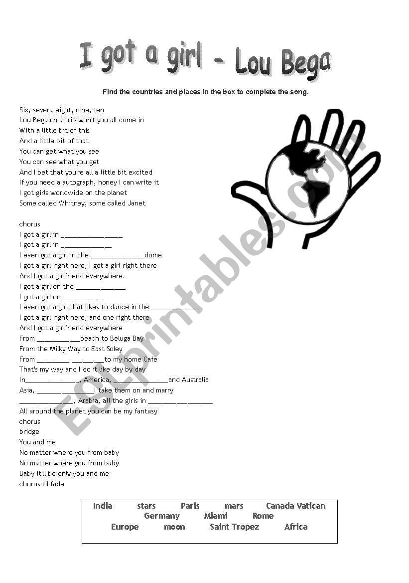 I got a girl - lou bega worksheet