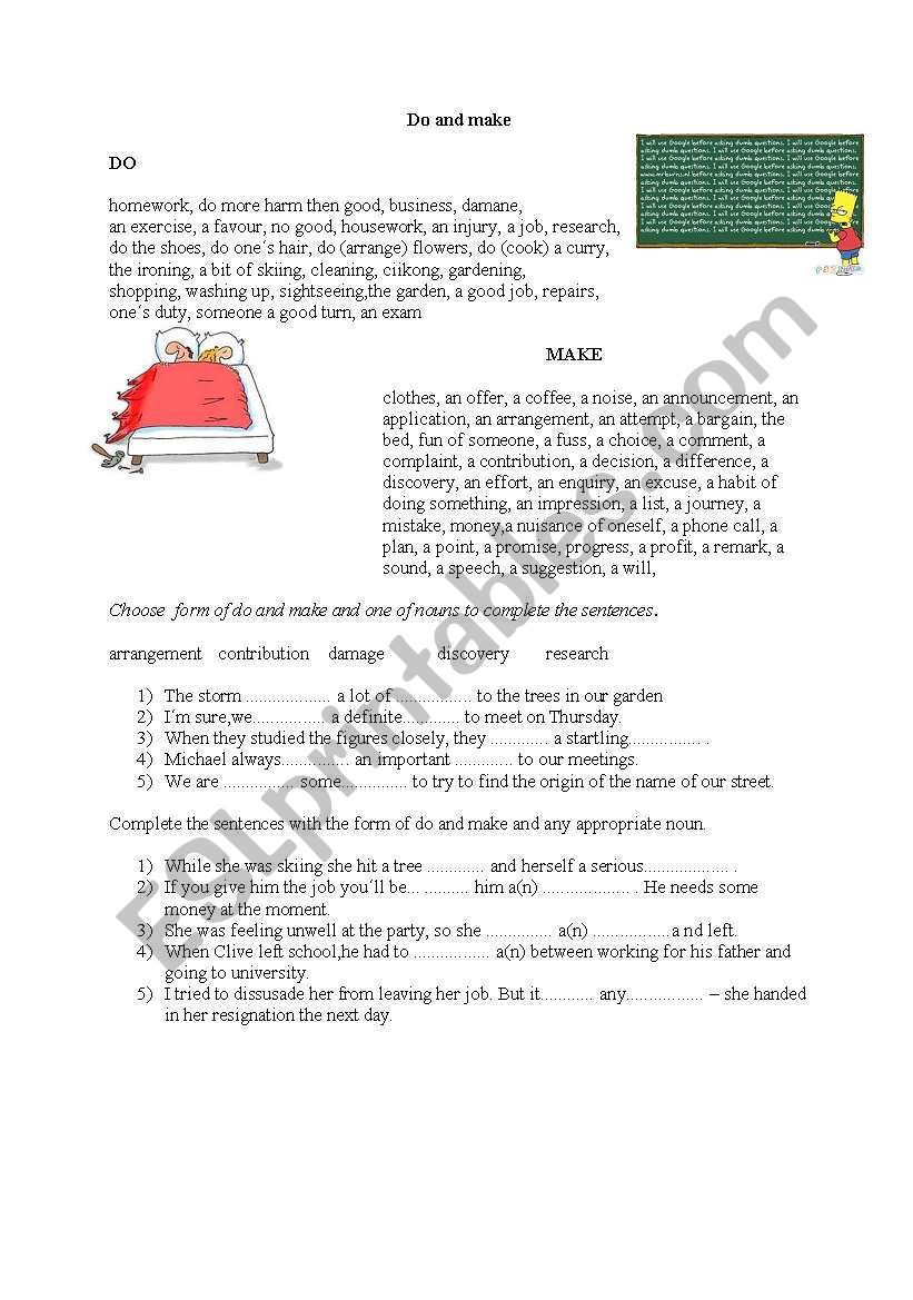 Do and make worksheet