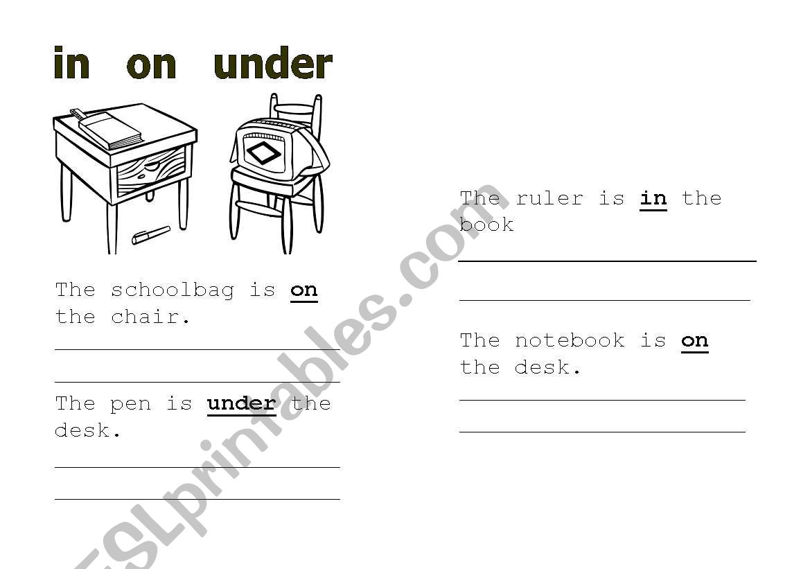 prepositions (in, on, under) worksheet