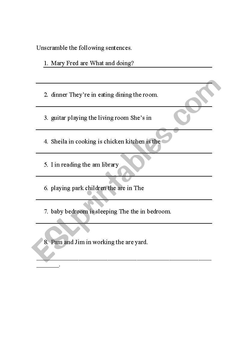 Scrambled sentences. worksheet