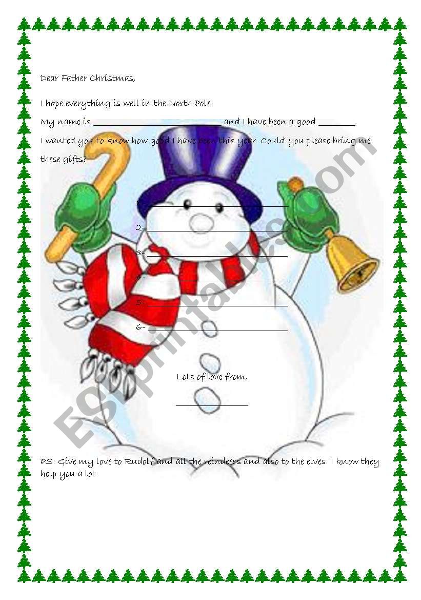 Dear  Father Christmas worksheet