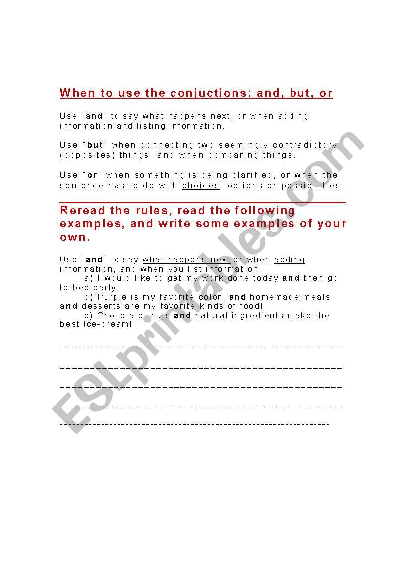 Conjuction Notes worksheet