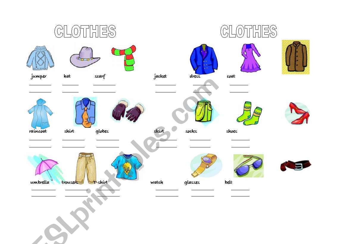 Clothes worksheet