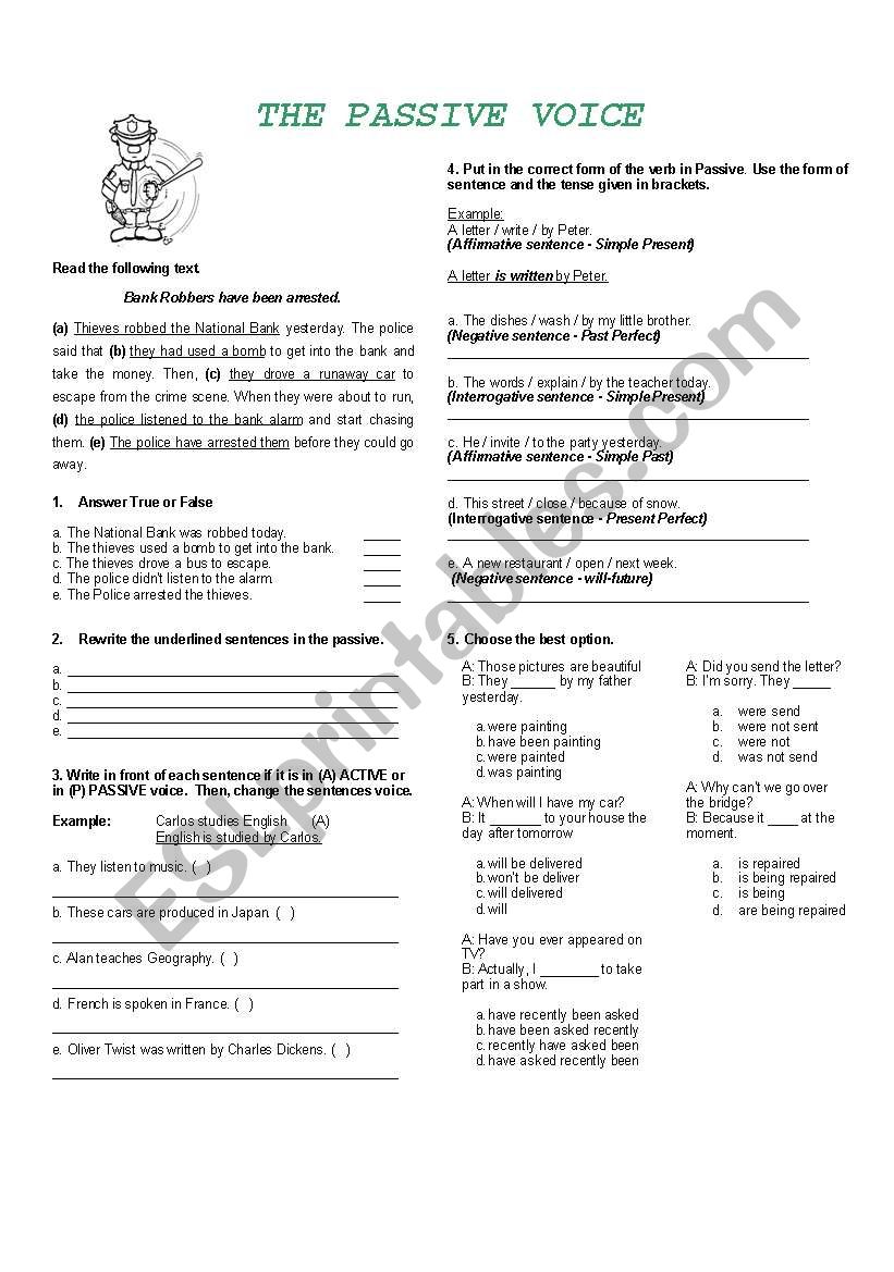 TESTING THE PASSIVE VOICE worksheet