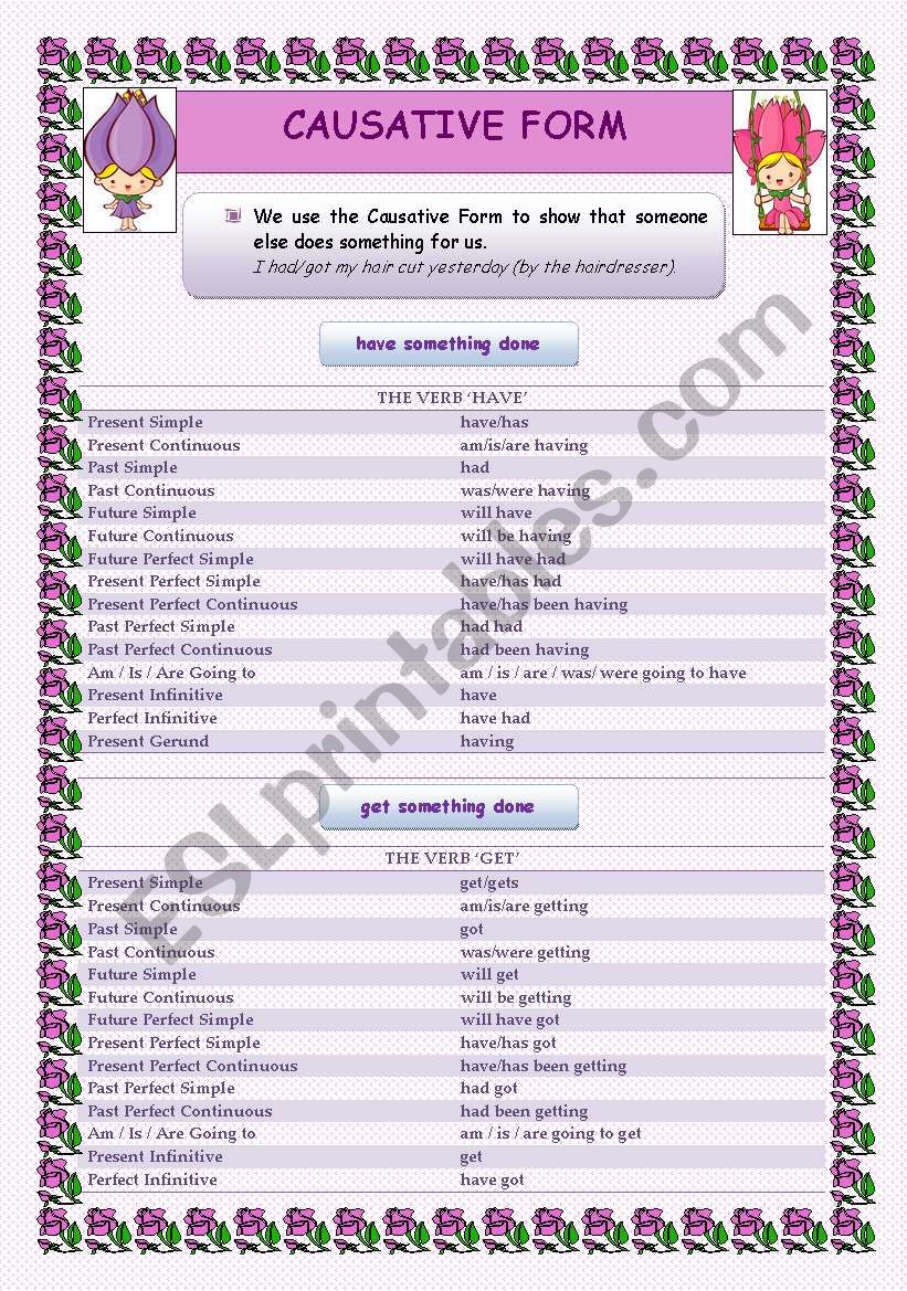 CAUSATIVE FORM worksheet