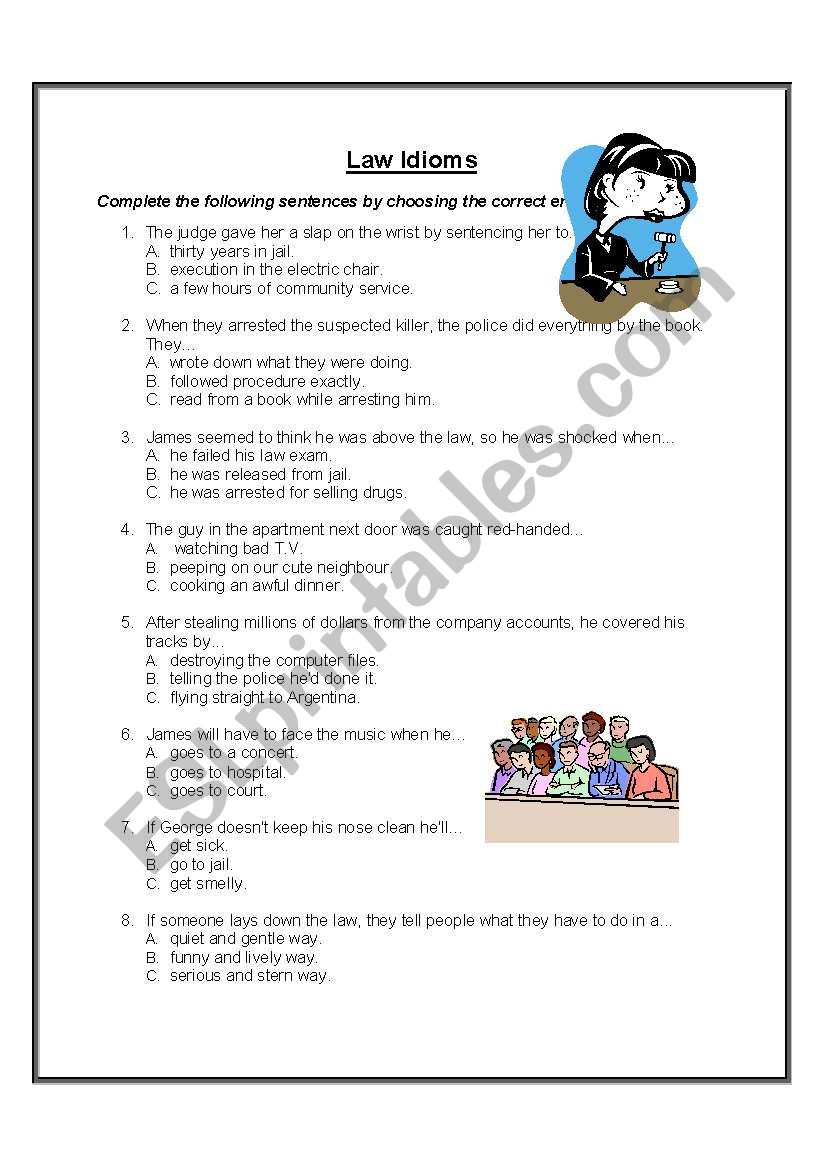 Law Idioms  worksheet