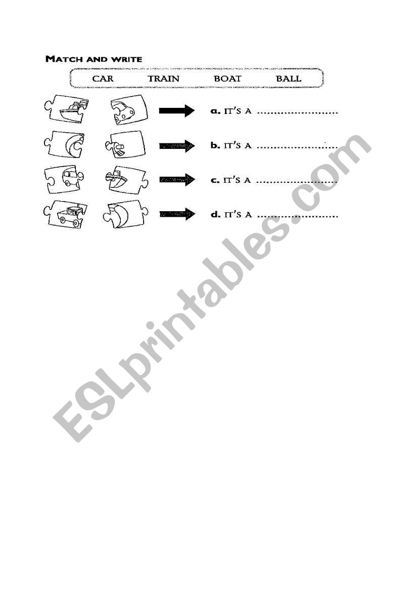 Match and Write worksheet