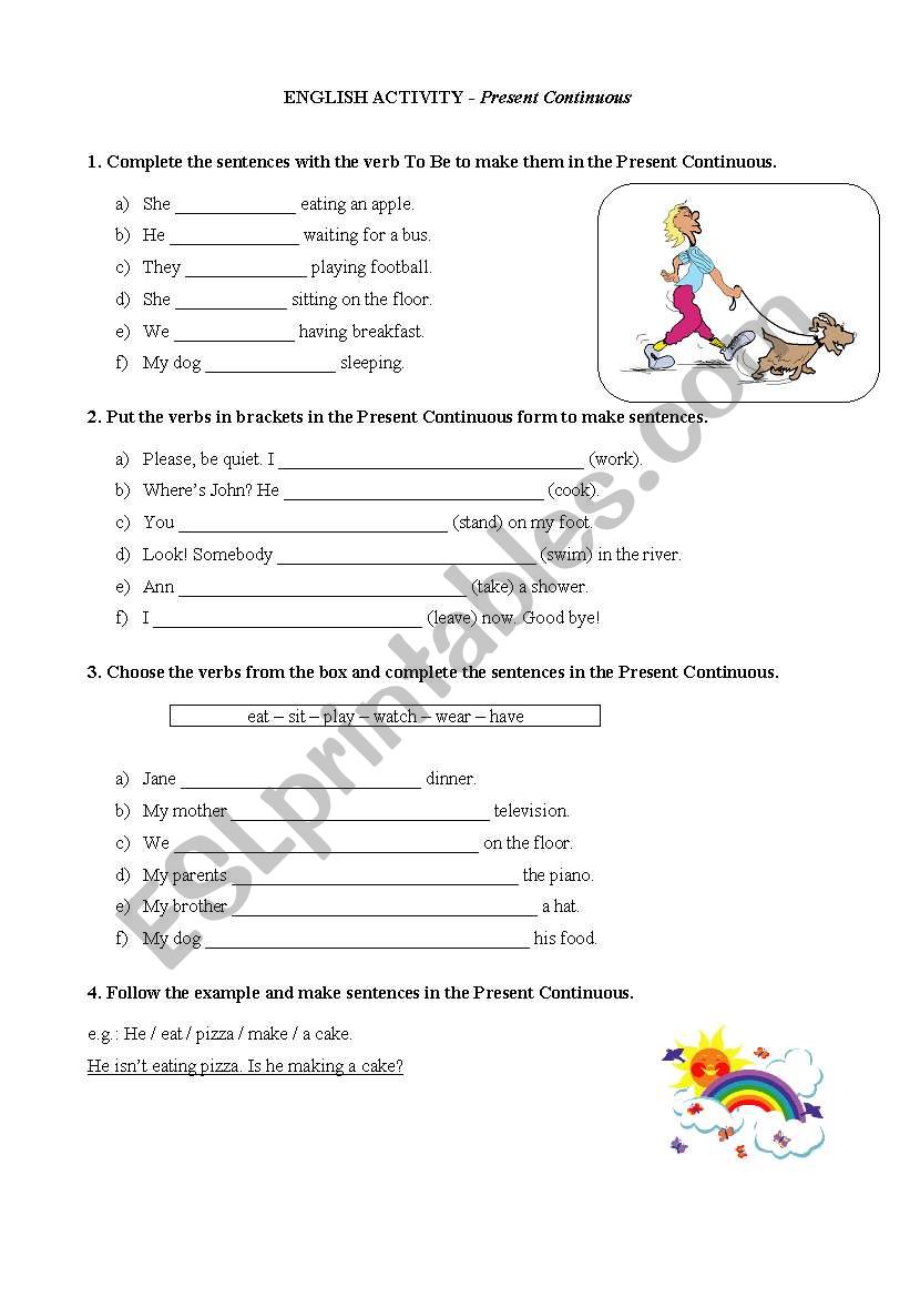 PRESENT CONTINUOUS EXERCISES worksheet