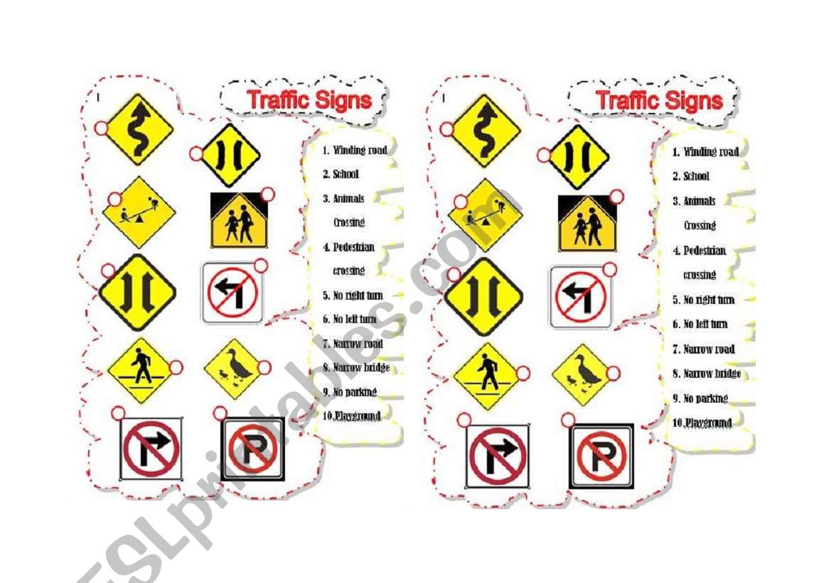 Traffic signs worksheet