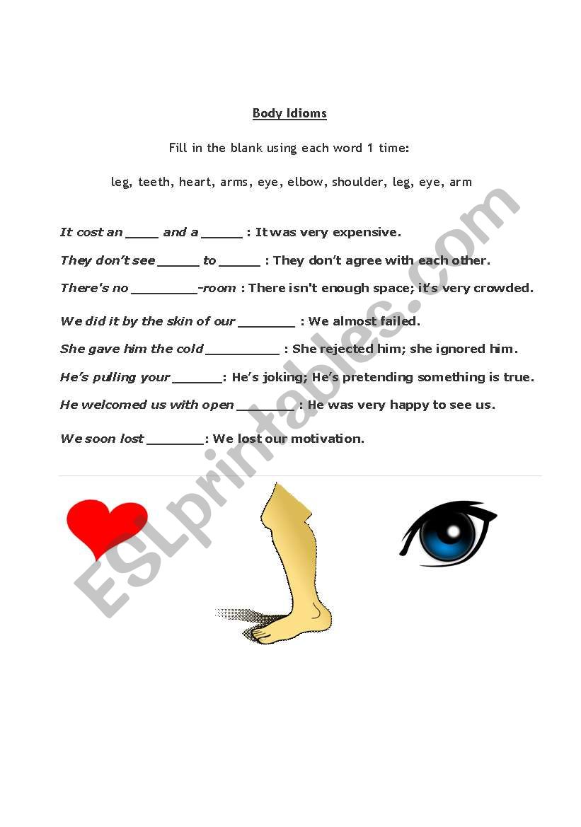 Body Idioms  worksheet