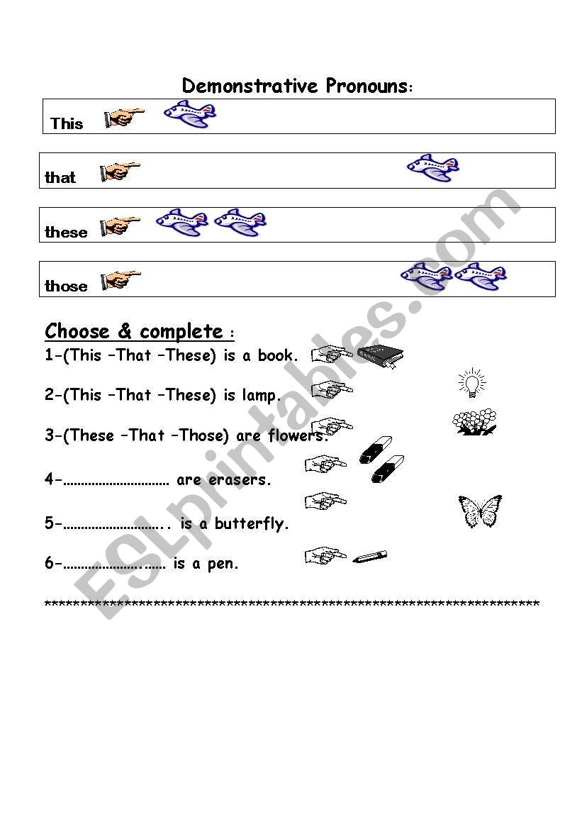 Demonstrative Pronouns worksheet