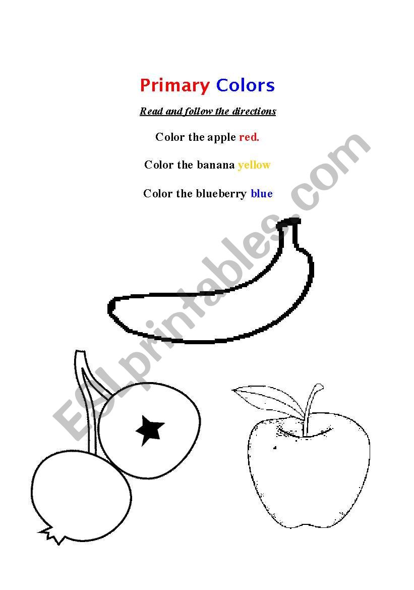 Primary Colors worksheet