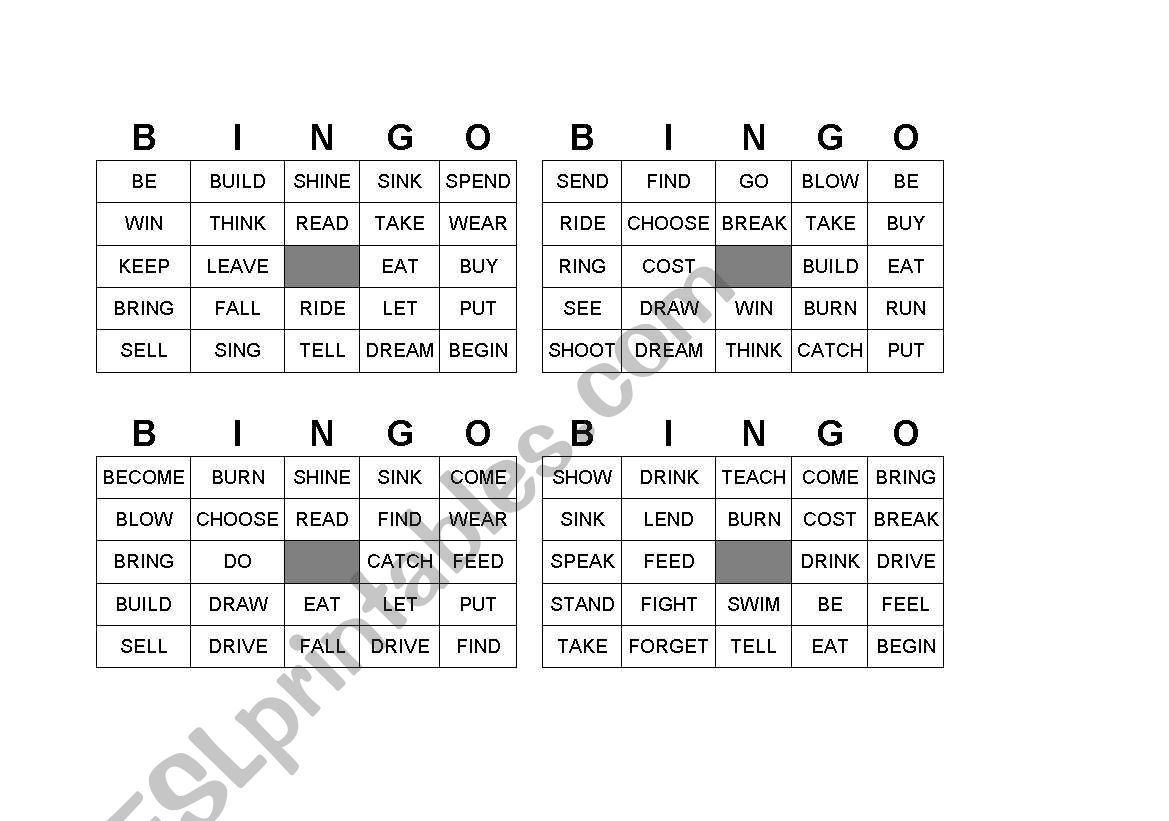 BINGO VERBS worksheet