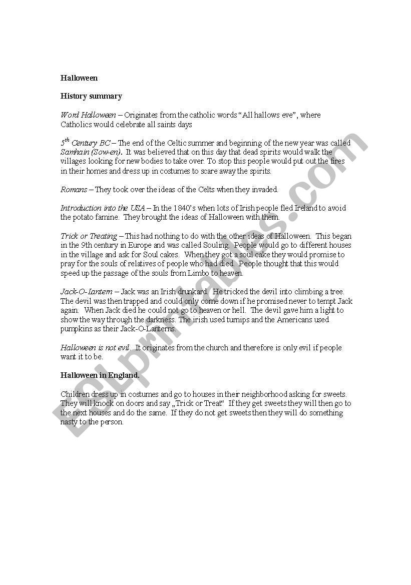 Halloween worksheet