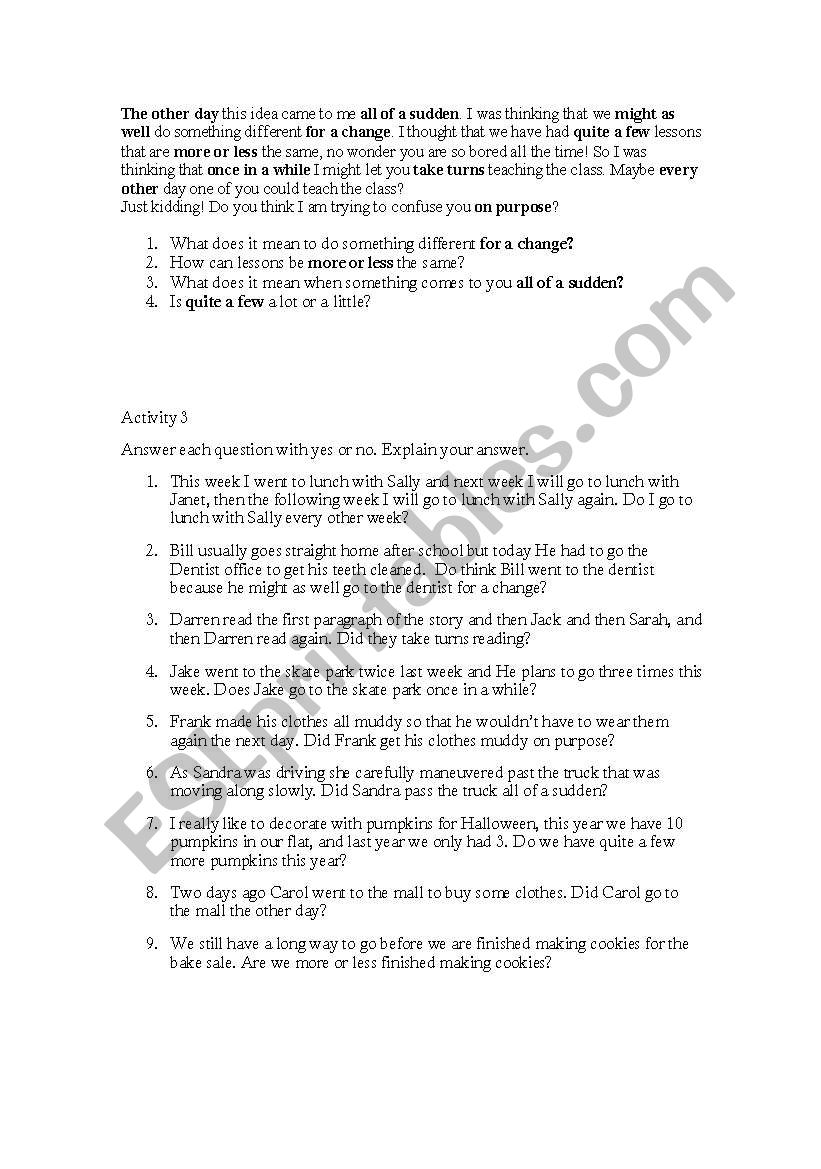 Common Idioms Worksheet worksheet
