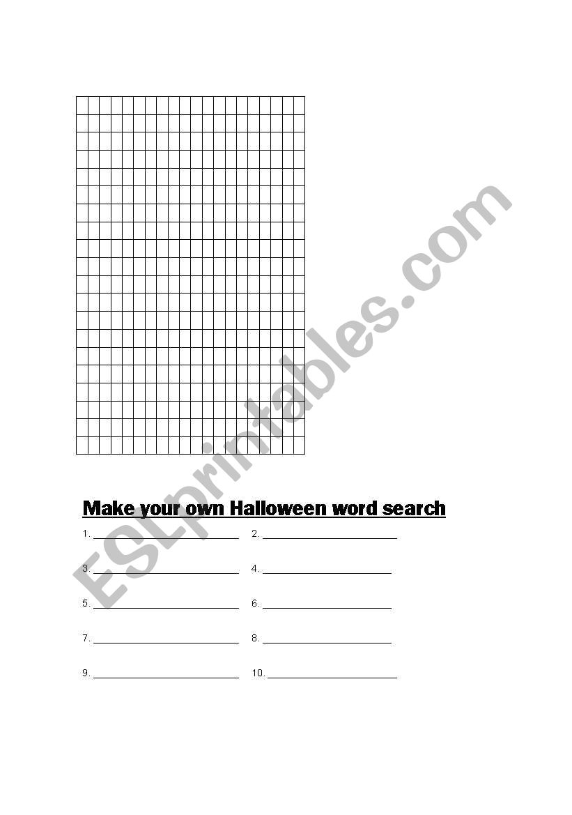 Make your own Halloween Word Search