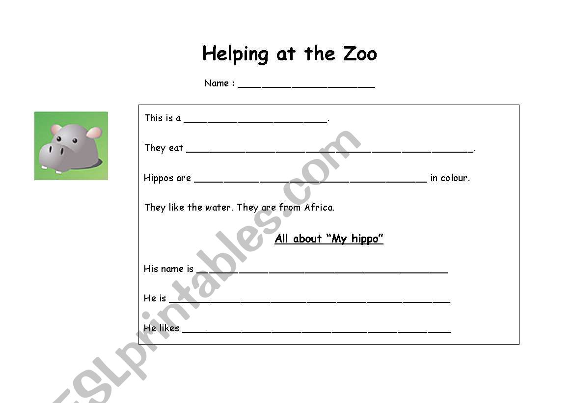 Helping at the zoo worksheet