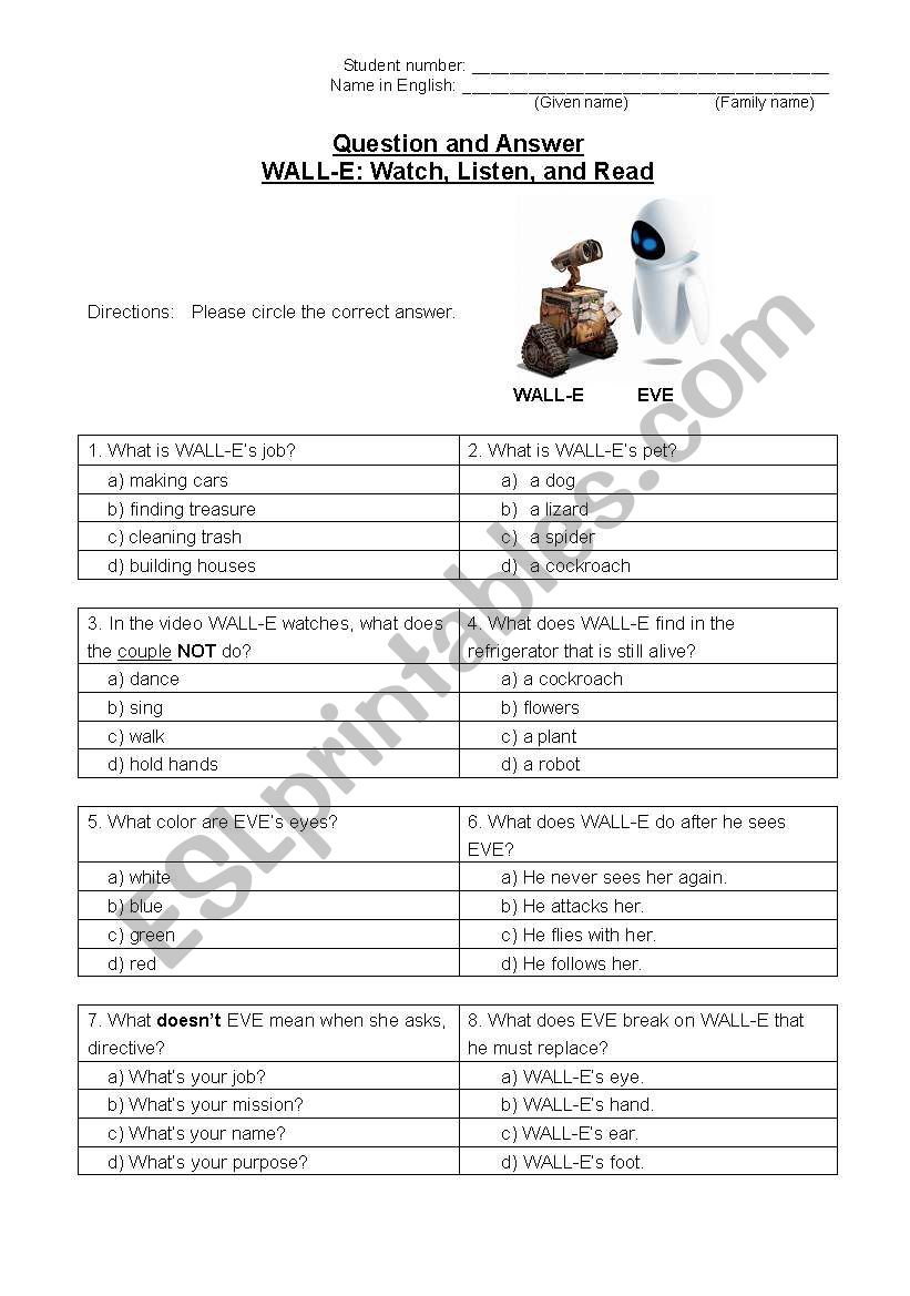 Wall-e: Watching a Movie - Lesson Plan