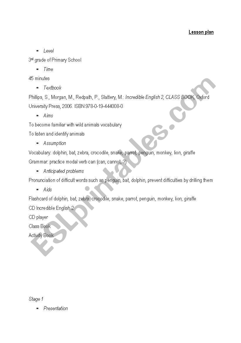 Wild animals worksheet