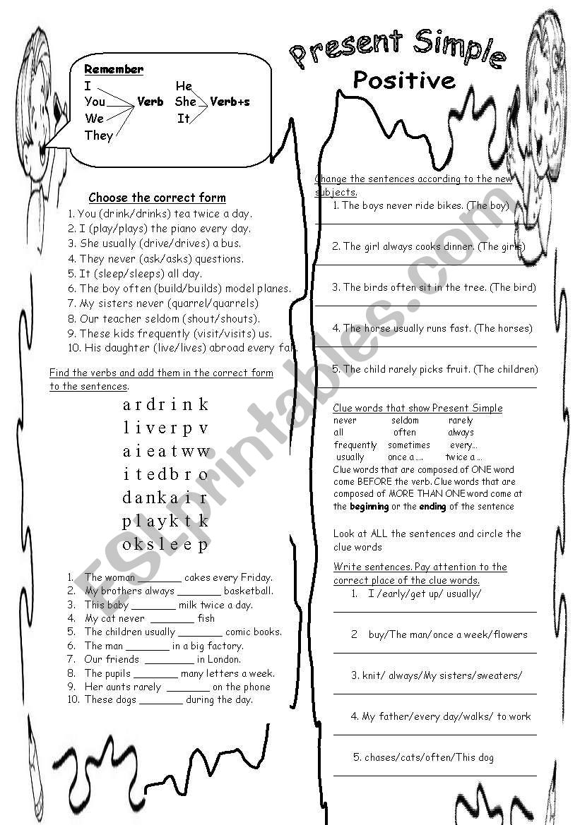 Present Simple Positive worksheet