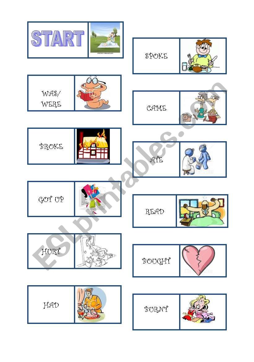 irregular verbs domino worksheet