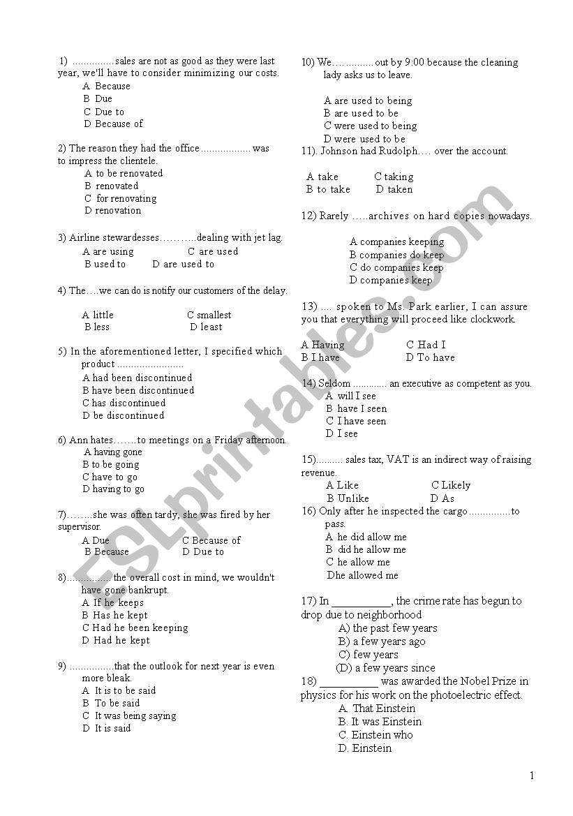 SOS Toeic worksheet