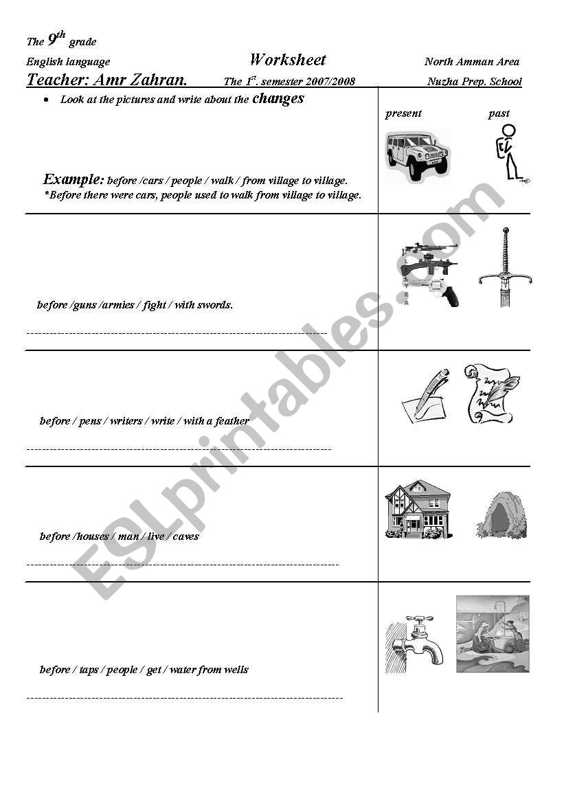 English worksheets used to and didn´t use to