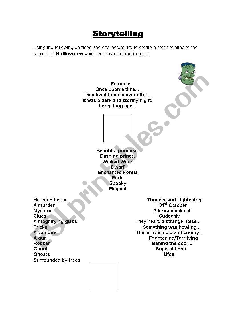 Halloween Storytelling worksheet