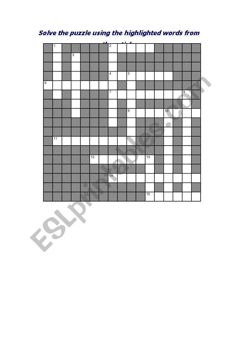 crosswords worksheet