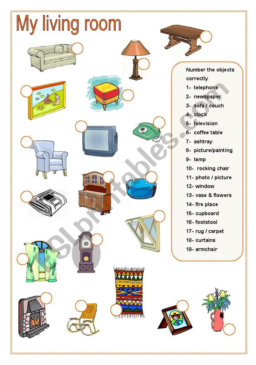 Living Room Matching (Part B) worksheet