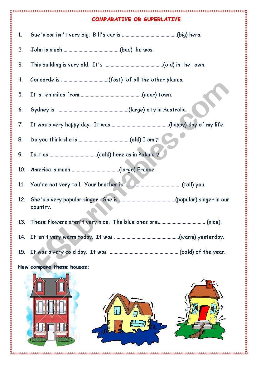 comparatives or superlatives worksheet