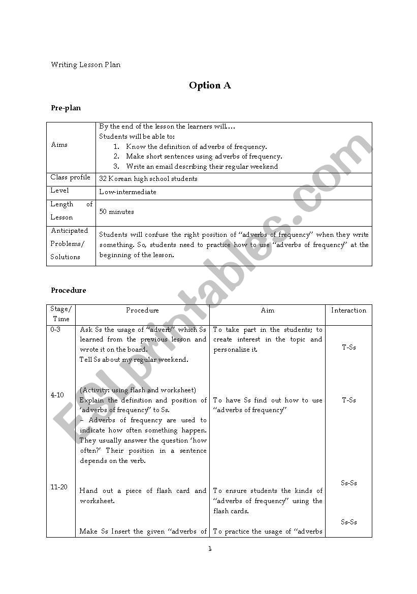 lesson plan-writing worksheet