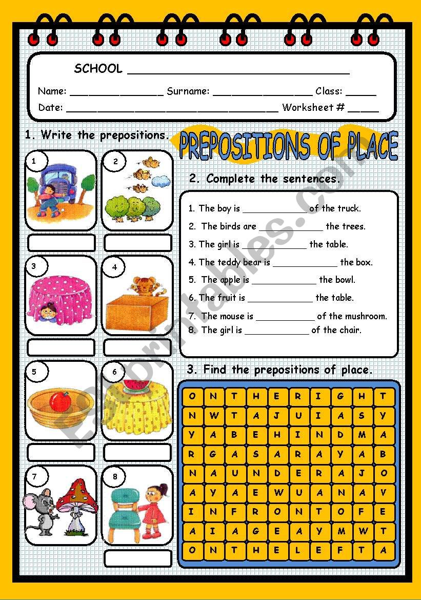 PREPOSITIONS OF PLACE worksheet