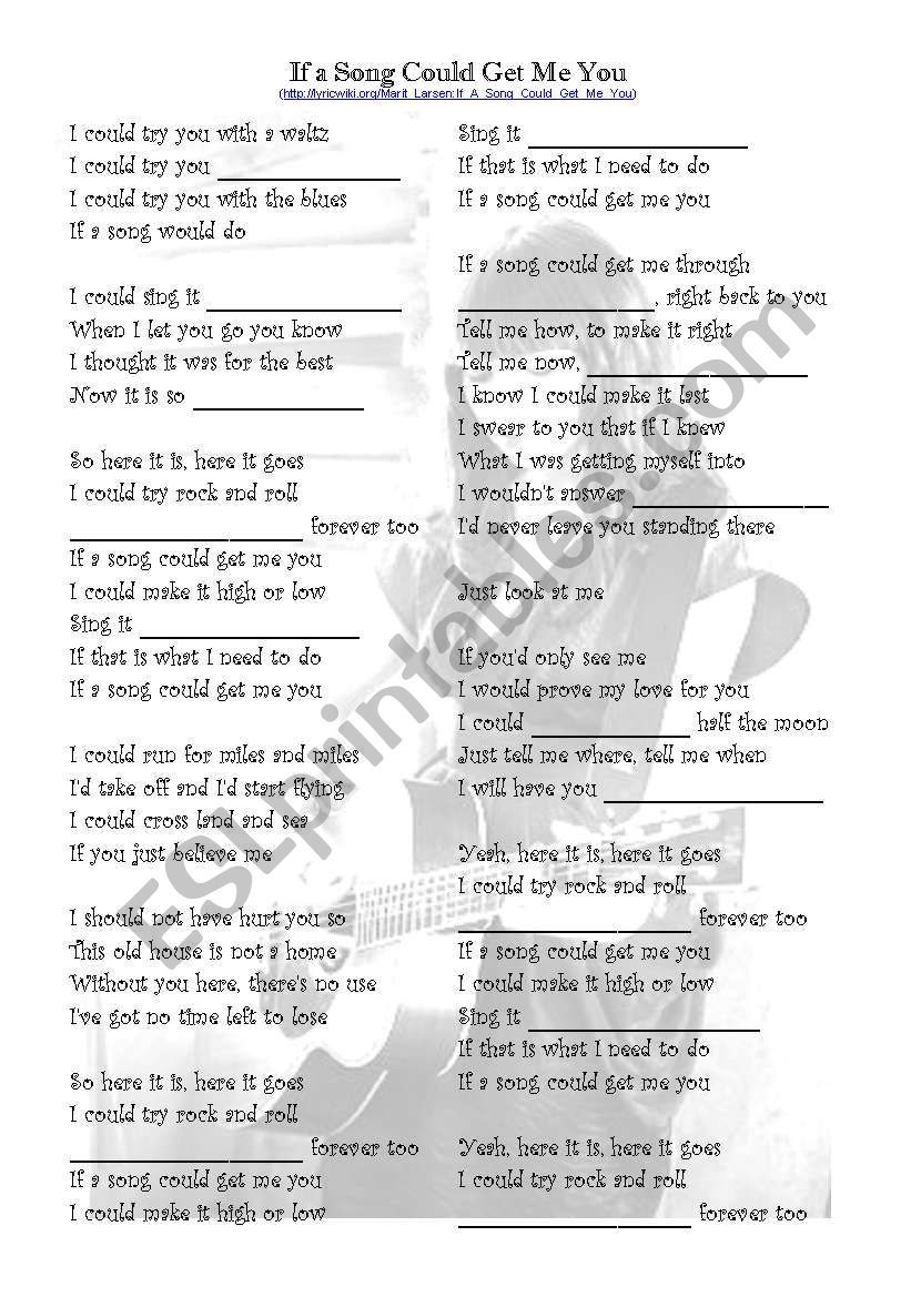 Lyrics gap-fill activity 