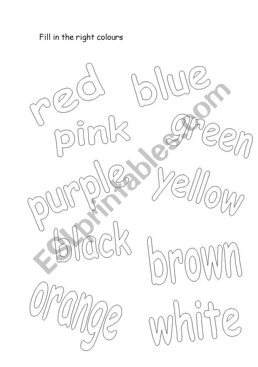 colours worksheet