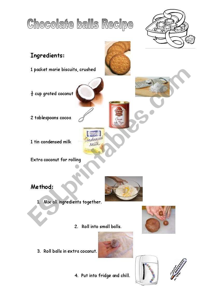 Chocolate balls Recipe worksheet