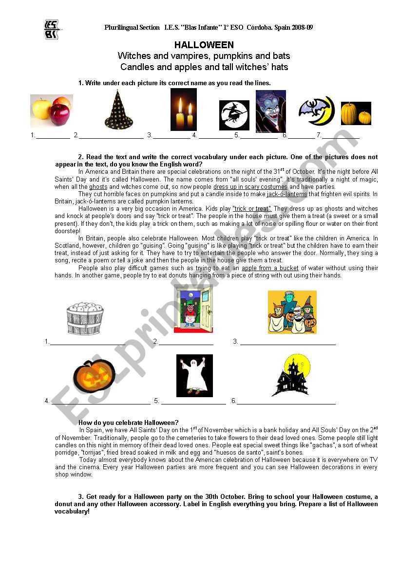 Halloween worksheet