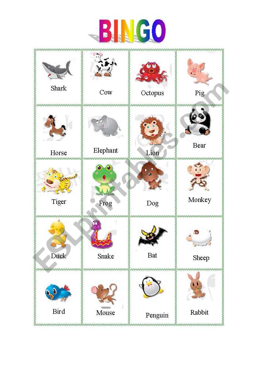 Bingo markers worksheet