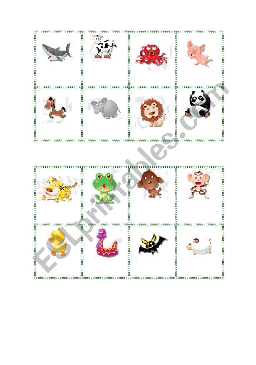 Bingo cards 1 worksheet