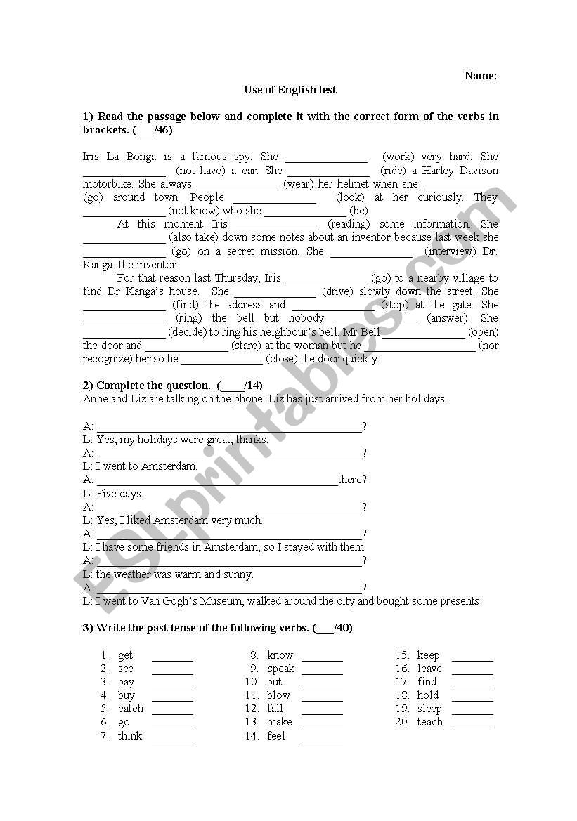 mixed tenses worksheet