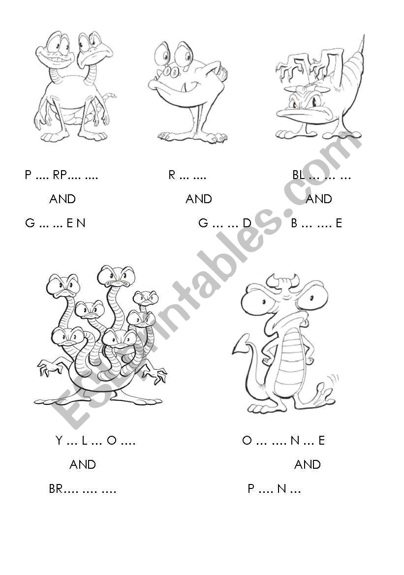 Colour the monster worksheet