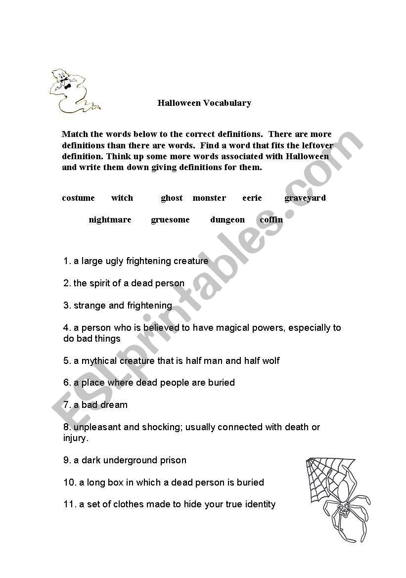 Halloween Vocabulary worksheet