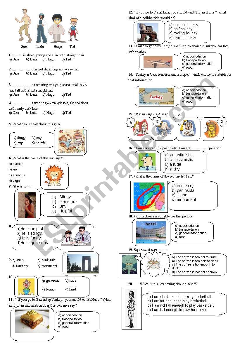 test worksheet