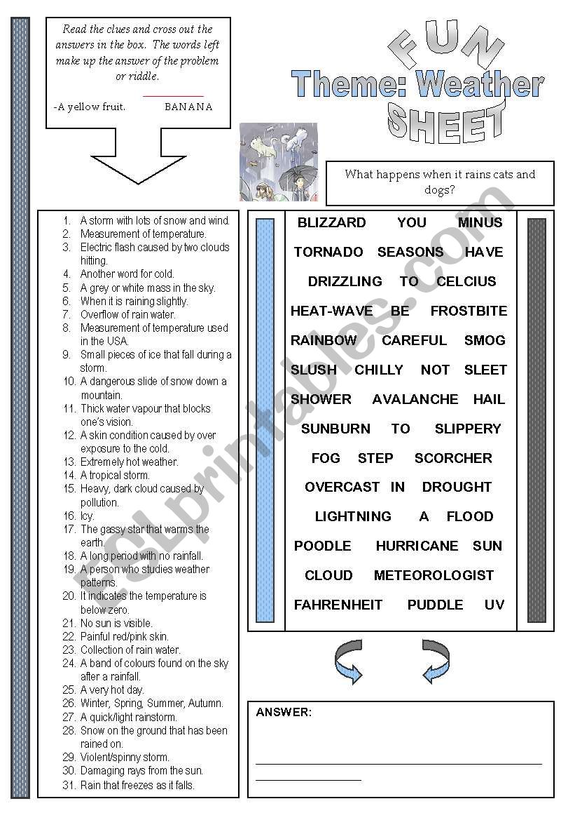 Fun Sheet Theme: Weather worksheet