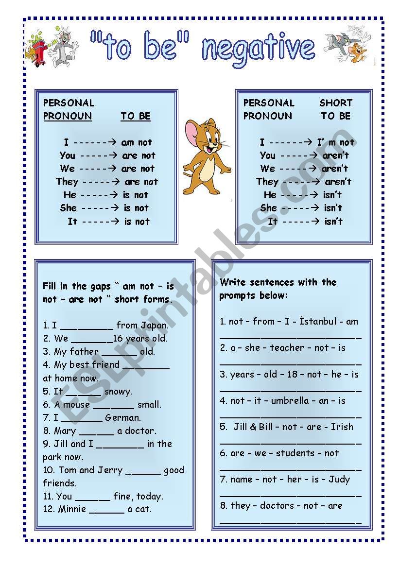 to-be-negative-esl-worksheet-by-bburcu